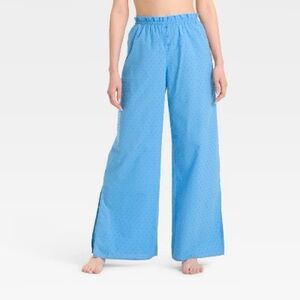 Colsie Women's Poplin Swiss Dot Pajama Pants BLUE